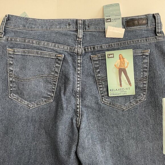 Lee Women Relaxed Fit Straight Leg Jeans Size‎ 14 Medium Premium Stonewash NWT - Picture 8 of 10